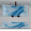 Waves in blue  glass